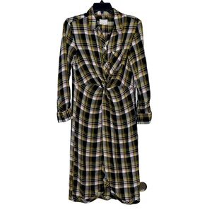 Caslon Black/Yellow Plaid Midi Dress